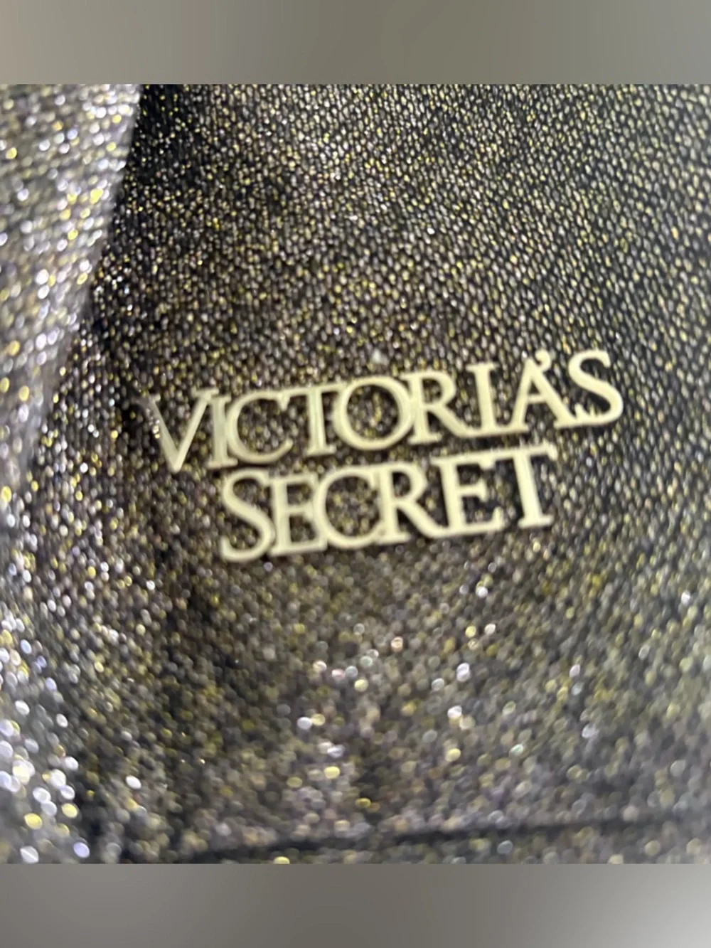 NWOT Victoria's Secret Black Glitter Drawstring Backpack, Spacious & lightweight - Picture 3 of 9